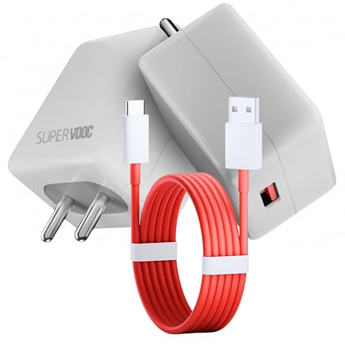 Image of 80W Warp Dash SuperVOOC Fast Charger with USB-C Cable for OnePlus 13 13R 12 12R 11 11R 10 10 Pro 9 9 Pro 9R 8 8T 7 Nord CE 3| Original Fast Charging