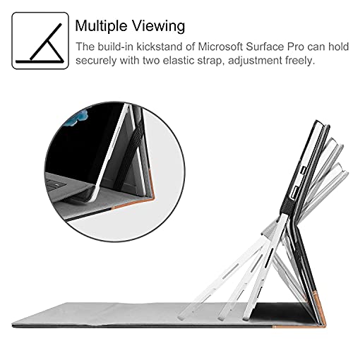 Pochette Microsoft Surface Pro 7 anti-rayure avec rabat magnétique et rangement de documents - 4