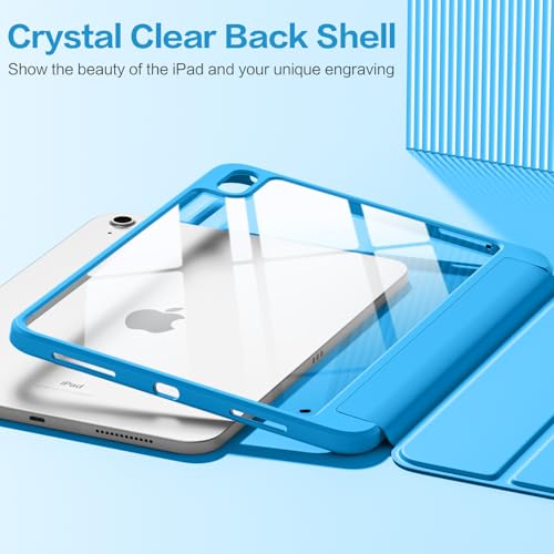 Image of Wenlaty Compatible with iPad (A16) 11th Generation Case 11 Inch 2025, for iPad 10th Generation Case 10.9 Inch 2022 with Pencil Holder, Trifold Stand Protective Clear Back Shell, Auto Wake /Sleep, Blue