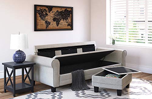 Serta Copenhagen Storage Sofas Two Or Three Person Living Room Couch With Soft Foam-Filled Cushions, Easy-To-Clean Microfiber Upholstery, 86" Reversible Sectional, Chaise Ottoman, Light Gray #TOP3