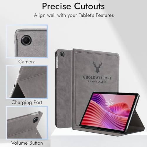 Image of Robustrion Cover for Lenovo Tab 10.1 inch 2025 Cover Case, Deer Flip Cover Case for Lenovo Tab 10.1 inch Tablet Cover TB-311FU /311XU - Grey