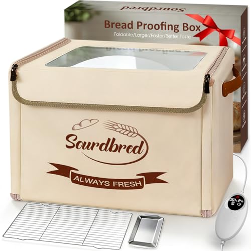 Extra Large Folding Bread Proofing Box, Dough Proofer 68-104°F Temp Control 1-48H Timer, Sourdough Starter Warmer with Metal Rack, Foldable Proofing Basket for Baking Pizza Yogurt Soften Butter Choc by Sourdbred - Used condition - US$59.99