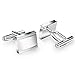 UHIBROS Jewelry Stainless Steel Classic Tuxedo Shirt Cufflinks for Men Unique Business Wedding White (Sliver)