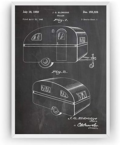 RV Trailer Caravan 1950 Patent Print - Camping Poster Giclee Art Wall Decor Vintage Blueprint Gift - Frame Not Included