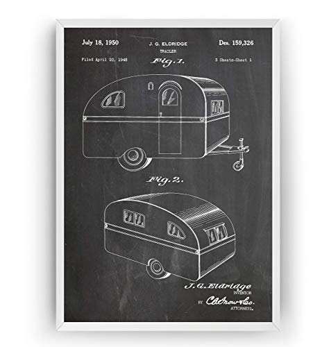 Rv Trailer Caravan 1950 Patent Print - Camping Poster Giclee Art Wall Decor Vintage Blueprint Gift - Frame Not Included #TOP3