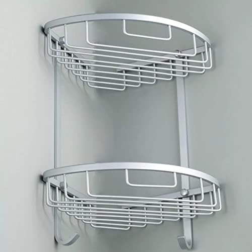Estante de esquina de aluminio duradero: organizador de ducha triangular de 2 niveles 7