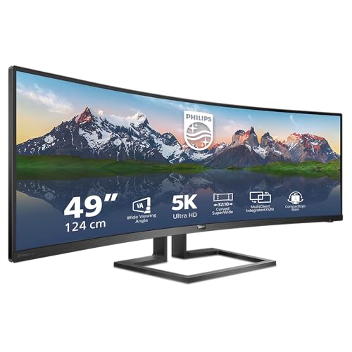 Philips 498P9 124 cm (49 Zoll) Curved Monitor (HDMI, DisplayPort, USB-Hub, 5ms Reaktionszeit, 5120 x 1440, 70 Hz) schwarz