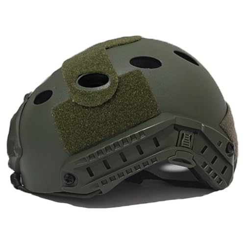 Odoukey Casco SWAT Casco rápido Ligero, Airsoft con Acolchado y Correa Ajustable y rieles Laterales para Deportes al Aire Libre Paintball Verde