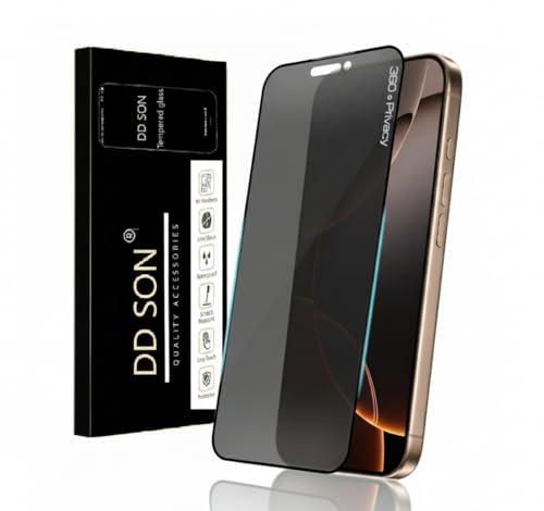Image of DD SON Military Grade 360 Degree Privacy Tempered Glass for iPhone 16 Pro Max - Anti-Spy Screen Protector with Accessories Kit, Shatterproof & Scratch Resistant Screen Guard
