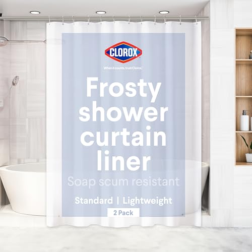 Clorox Shower Curtain Liner Premium Lightweight Durable Waterproof 4g PEVA for Bathroom with Weighted Magnets Standard Size 70 x 72 Frosty 2 Pack