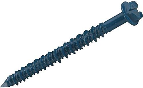 0.18 x 1.25 in. Blue Slotted Hex Washer-Head Tapper Concrete Screw Anchor - 100 Count