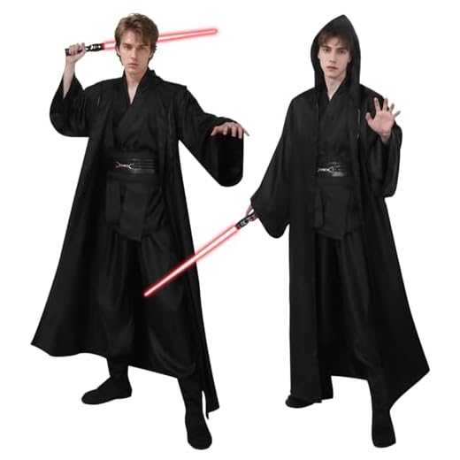 Disfraz Jedi Adultos Niños Hooded Robe Hombre Medieval Túnica Sudaderas Capa con Capucha Uniforme Completo para Carnaval Halloween Cosplay Fancy Dress
