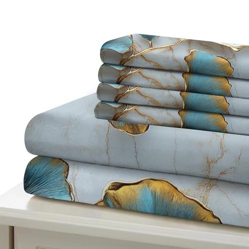 Housse de Couette Ginkgo 200x200cm avec Parure de Lit 3D en Microfibre Douce