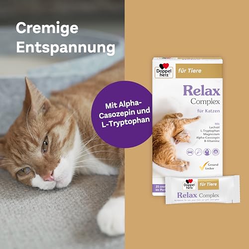 Doppelherz Relax Complex für Katzen - Mit Alpha-Casozepin und L-Tryptophan - Unterstützung für das mentale Wohlbefinden - 25 cremige Licks