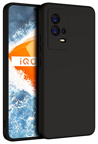 Image of Kapa Matte Lens Protective Back Cover for Vivo IQOO 9, Slim Silicone with Soft Lining Shockproof Flexible Full Body Bumper Case (Black)