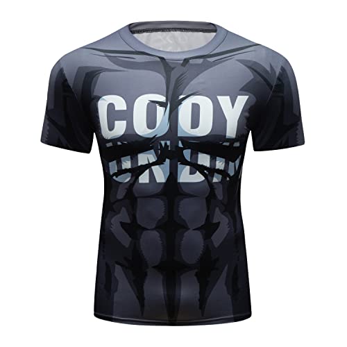 Cody Lundin Camiseta de compresión para hombre, con impresión digital, manga corta, atlética, fitness, correr, entrenamiento, entrenamiento, Patrón 5, L