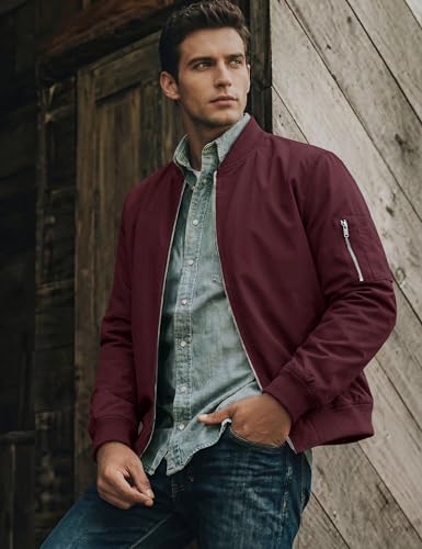 Image of TACVASEN Men's Lightweight Jacket Casual Spring Fall Windbreaker Bomber Zip Up Coat with Pocket