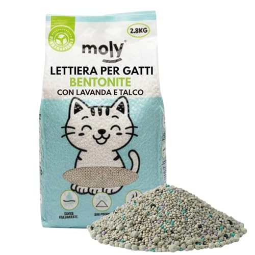 MOLY Sabbia per gatti Tofu Biodegradabile 2,8 kg | Sabbia ecologica vegetale agglomerante | Alto assorbimento e bassa polvere | Letto naturale compostabile | Controllo degli odori naturale