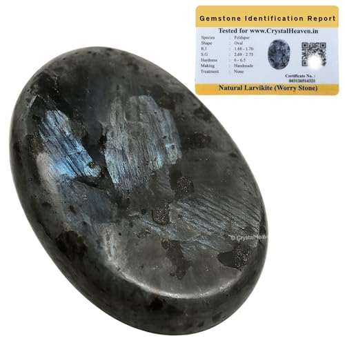 Image of Crystal Heaven Larvikite Crystal Thumb Worry Pebbles Stones For Anxiety Stress Relief Massage - Aaa Grade Original Healing Gemstone Agate Rubbing Stone For Yoga Meditation Spiritual Reiki Feng Shui
