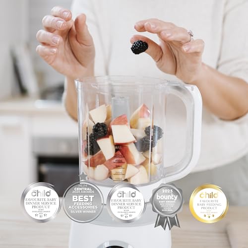Cherub Baby Automatic Baby Food Steamer & Blender and Glass Storage Jars Bundle | 4-in-1 AI-Powered Steamer Blender Steriliser & 4 x 180ml Borosilicate Weaning Pots (Cerulean & Sage) | BPA-Free System - Image 3
