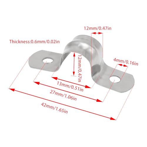 Image of 32Pcs 12mm / 1 /2 inch Stainless Steel U Bracket Pipe Clamps | Conduit Clamps, Rigid Pipe Strap, Two Hole Cable Strap, Fit for Tube, Wire Cord, Pipe (OD 12mm / 1 /2 inch is not ID 12mm / 1 /2 inch)