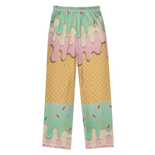 Ice Cream Waffle Boys Pants Boys Athletic Pants Long Pant for Boywith Pockets Wide-Leg Size 6-14Y2