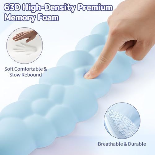 Image of Sushret Cloud Wrist Rest Keyboard, Cloud Keyboard Wrist Pad Set with PU Leather Memory Foam, Cute Arm Rest for Palm Support, PC /Gaming Desk Accessories /Office Setup /Computer Hand Cushion - Blue