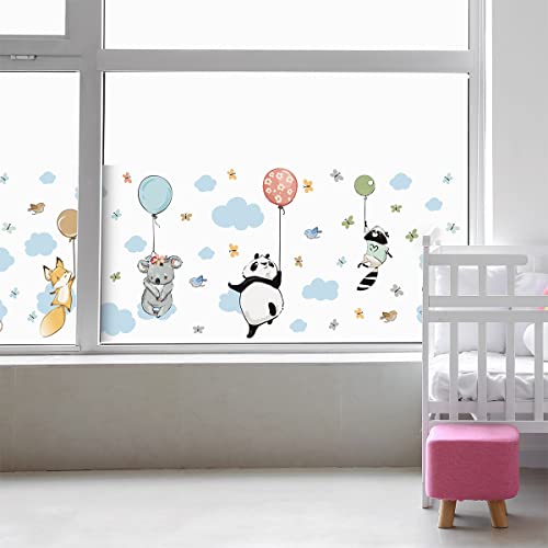 Happy Animals Opaque Window Film Privacy Sticker for Window & Shower Door 40 x 200 cm, Flying Animals, H40 x L200 cm