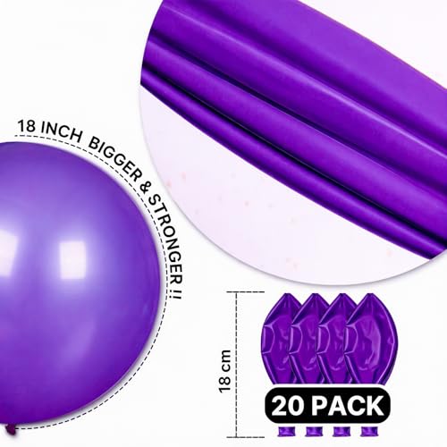 Image of PartyWoo Dark Purple Balloons 20pcs 18 Inch Royal Purple Latex Helium Balloons for Birthday Baby Shower Graduation Anniversary Bachelorette Princess Butterfly Themed Party Decorations Purple-Y16