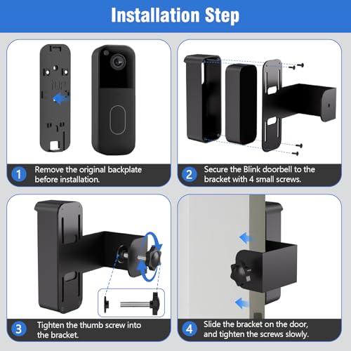Image of Anti-Theft Doorbell Mount for Blink Doorbell Camera No-Drill Door Mount | No Block Sensor & Night Vision Blink Video Doorbell Accessories for Home Rentals Office , Not for Security Door