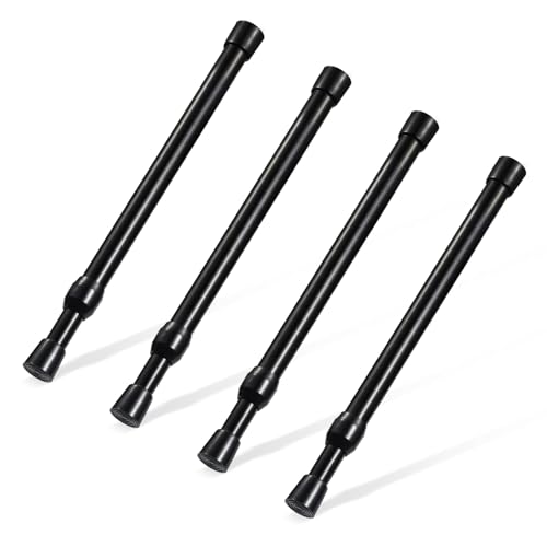 Image of Spring Tension Rod, Goowin Small Tension Rod, 5 /8 inch Diameter No Drilling Expandable Short Tension Rods Spring Rods, Tension Rods for Closet, Cupboard, Hanging Clothes, Black, 4 Pack (10-15.7 inch)
