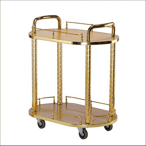 Carro Carro de Bar Estante para Botellas de Vino Carro de Servicio de 2 Niveles, Carro de Almacenamiento móvil para Bar Hotel, Carro de Cocina de Alta Gama, Carro de Almacenamiento de Hierro Forj
