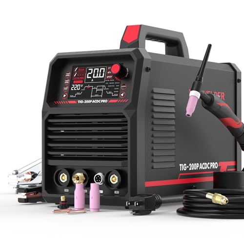 Image of YESWELDER 200A AC /DC Aluminum Tig Welder with Pulse Large LED Display, Digital Inverter STICK /TIG 110 /220V Dual Voltage TIG Welding Machine TIG-200P ACDC