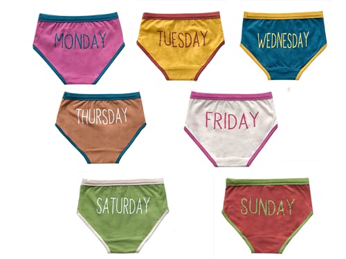DINGDONG'S CLOSET Toddler Kid Girl Cotton Days of The Week Underwear 7-Pack Panties Briefs Underpants