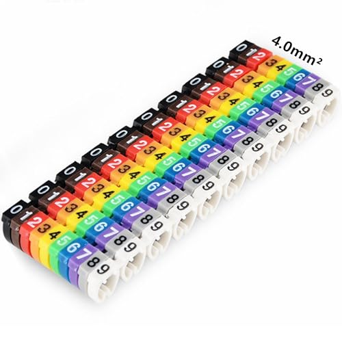 Yankok Clip-On Cable Marker 1.5/2.5/4.0/6.0mm², for 2.0-7.0mm Cables Color Coded Imprint with 0-9 (4.0mm²)
