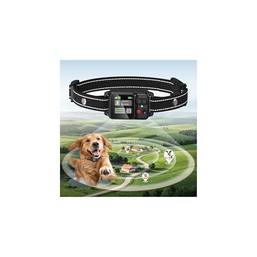 Collier Anti Fugue Chien sans Fil GPS, Collier GPS pour Chien avec Écran Couleur, Clôture Électronique Intelligente Haute Précision, Réglable 30-999M,...