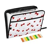 ALAZA Cherry Red Bow Expandable Filing Folder Storage Organiser Box Files, 13 Pockets Zip Filing Folders for Home or Office Documents
