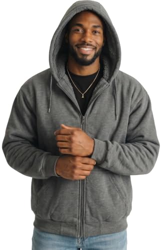 Image of ToBeInStyle Men's Polar Fleece Long Sleeve Zip Up Kangaroo Pocket Cold Weather Hoodie Jacket