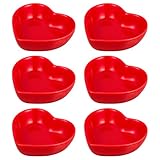 NUOBESTY 6 Stück Herzförmige Keramik Gewürzbehälter Mikrowellen und Spülmaschinenfest Stapelbare Dipschalen für Saucen Ketchup Senf Dipbehälter für Zuhause und Gastronomie