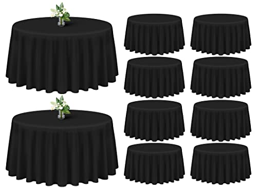 Showgeous 10 Pack Black Round Tablecloth - 120 Inch Polyester Table Cloth - Washable Decorative Fabric Table Covers for Wedding, Dining, Party, Banquet, Buffet by Showgeous - Used condition - US$61.87