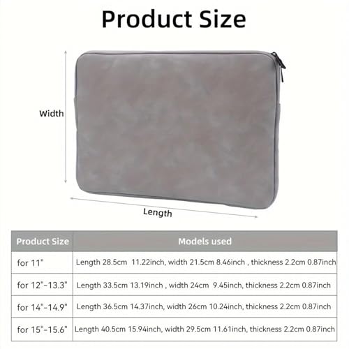 Sac d'ordinateur portable en cuir PU gris | Pochette tablette mince grand format - 2