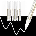 Omeblos White Gel Pens, 6Pcs 1mm White Paint Pen, Waterproof Acrylic Markers, Permanent Paint Markers for Metal, Canvas, Glass, Wood, Stone, Ceramic, DIY Art Supplies