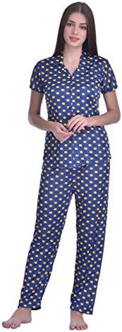 Adonia Polka Dot Print Shirt Night Suit (Blue)