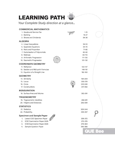 Image of Arihant ICSE Mathematics Class 10 Exam 2026-27 | Quick Theory, Exam Pattern Questions & Sample Papers | As per ICSE Syllabus | Que Bee 2nd Edition 2027