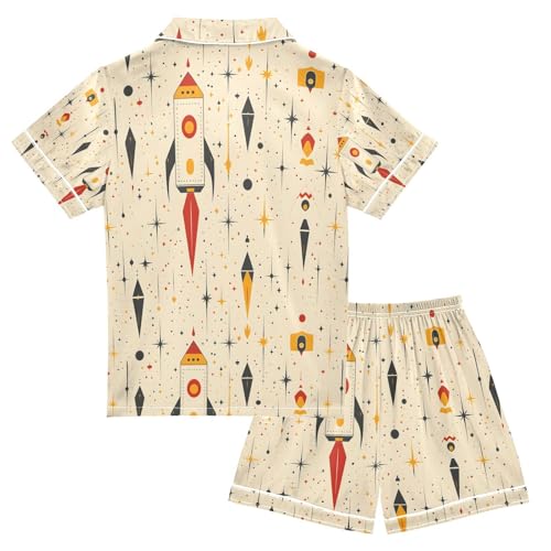 senya Cartoon Rocket Z Satin Summer Pajama Sets Silk Short Sleeve Button Down Sleepwear2