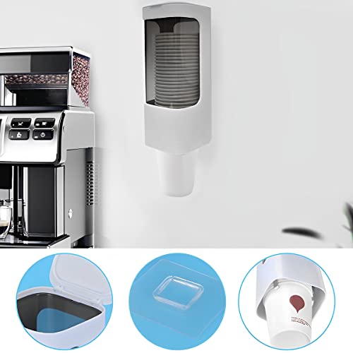 Water Cooler Cup Dispenser, 3-5oz Wall Mounted Cup Dispenser, Pull Type Cup Dispenser,Plastic Bathroom Cup Dispenser,Adhesive Water Cup Holder With Paste Plate,Dust-Proof Cup Organizer For Home Office