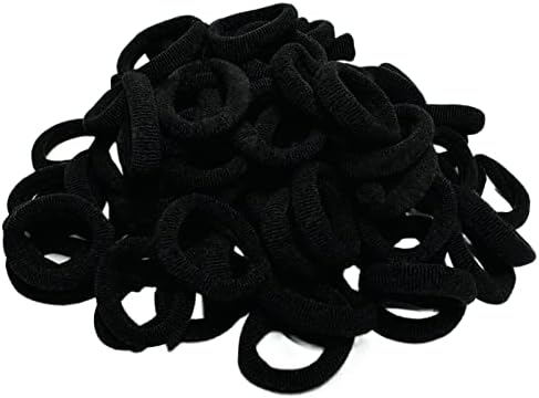 100 Pack Baby Hair Bands - 2cm Small Black Elastic Hair Ties For Girls & Toddlers (Seamless, Strong Hold)
