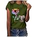 Dasongff Camiseta de verano para mujer, divertida, con diseño de gatos, reflexión de agua, tigre, camiseta de manga corta, holgada, cuello redondo, blusa 3D