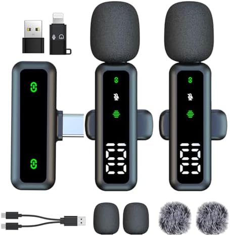 Microphone Lavalier sans fil avec affichage LED, microphone Laval...