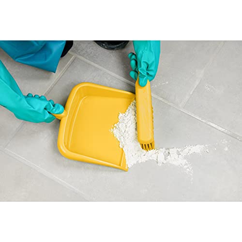 Image of SPARTA Large Handheld Dustpan with Hanging Hole, Heavy-Duty Plastic Dustpan with Wide Lip for Countertops and Surfaces, Plastic, 10 Inches, Yellow, (Pack of 12)
